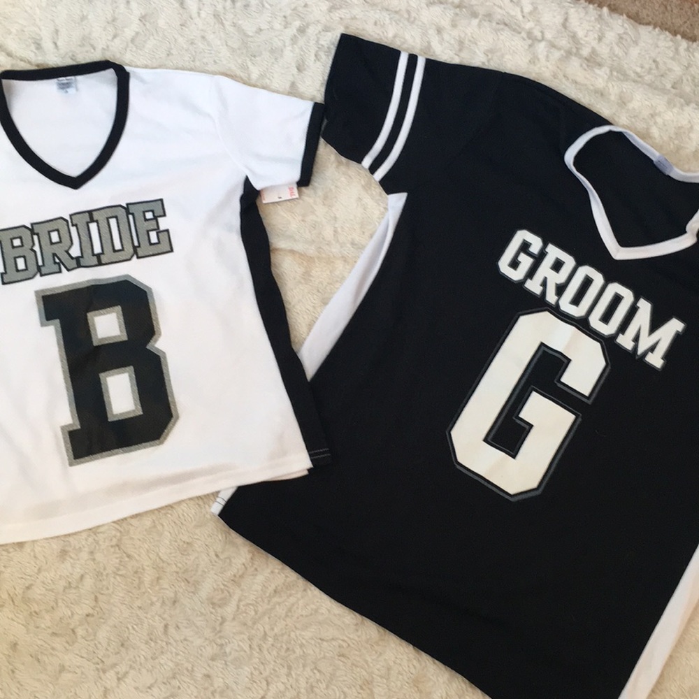 Matching Bride & Groom Jersey T-shirt Set